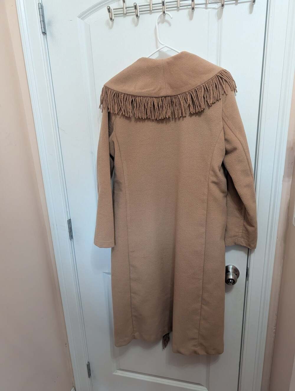 Line & Dot Camel Fringe Shawl Collar Coat, Size XS - Picture 4 of 8